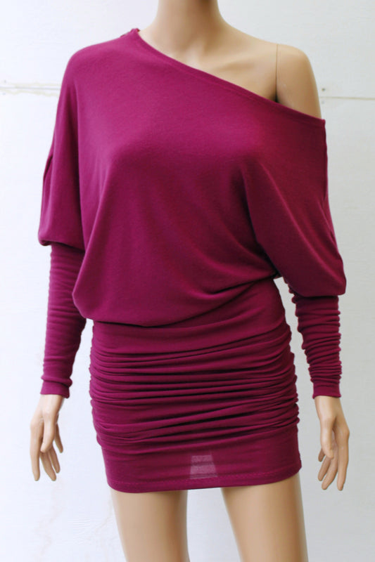 ASYMETRIC MAGENTA MINI/MIDI VESTIDO TRANSFORMABLE