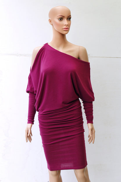 ASYMETRIC MAGENTA MINI/MIDI VESTIDO TRANSFORMABLE