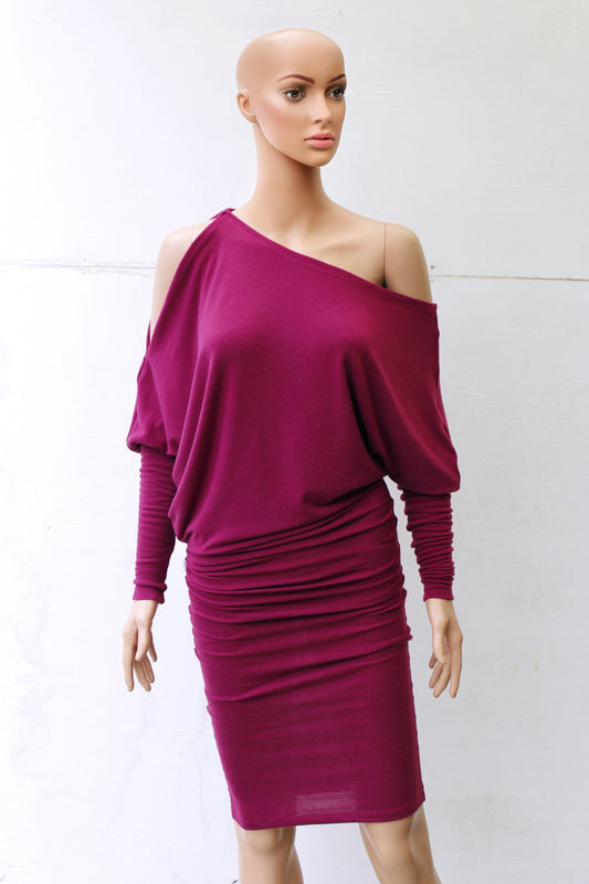 ASYMETRIC MAGENTA MINI/MIDI VESTIDO TRANSFORMABLE