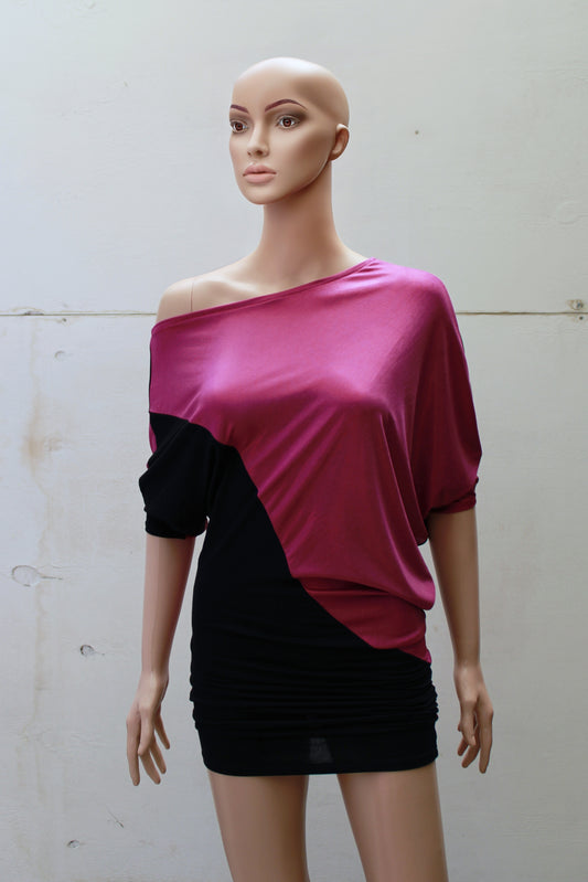 "DOUBLE TROUBLE" ASYMETRIC PinkShine MINIDRESS