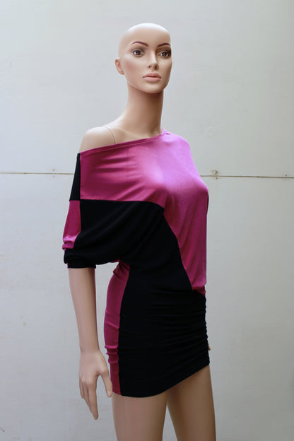 "DOUBLE TROUBLE" ASYMETRIC PinkShine MINIDRESS