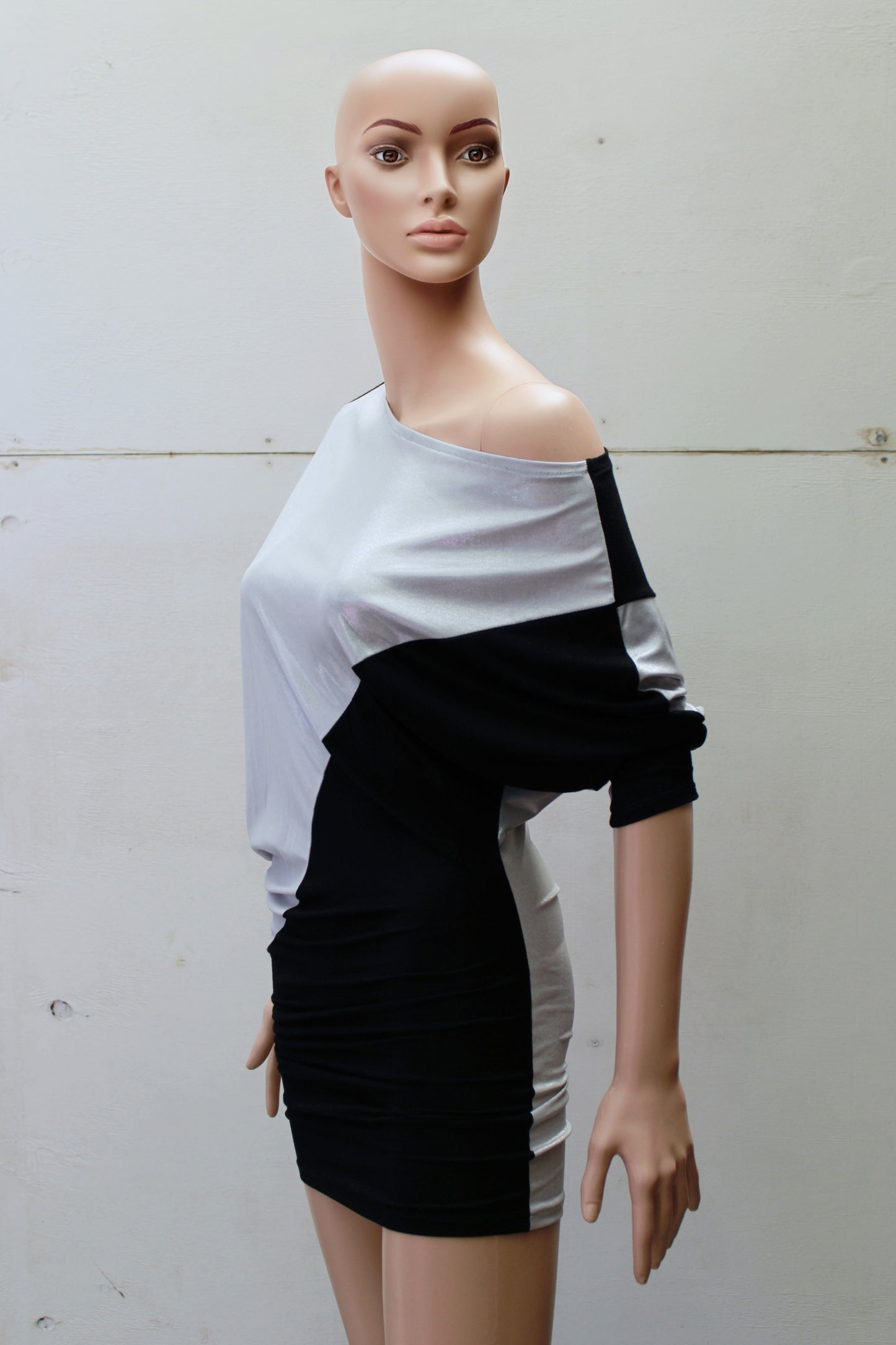 "DOUBLE TROUBLE" ASYMETRIC SilverShine MINIDRESS