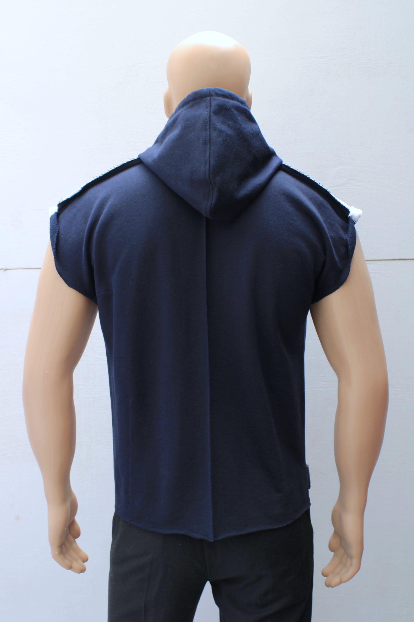 "SLEEVELESS" TUNIC HOODIE ( Navy/White )