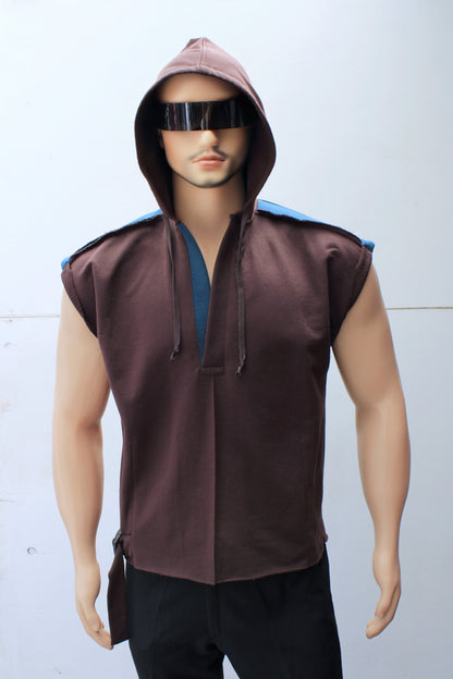 "SLEEVELESS" TUNIC HOODIE ( Choco/Petr )