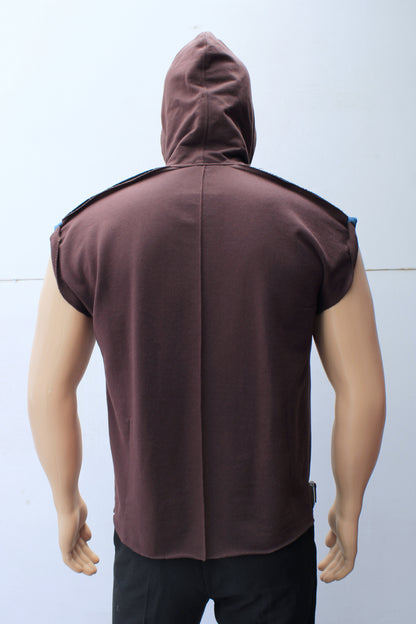 "SLEEVELESS" TUNIC HOODIE ( Choco/Petr )