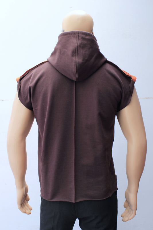 "SLEEVELESS" TUNIC HOODIE ( Choco/Terra )