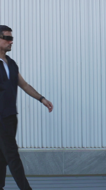 "SLEEVELESS" TUNIC HOODIE ( Navy/White )