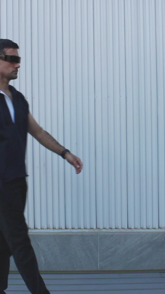 "SLEEVELESS" TUNIC HOODIE ( Navy/White )