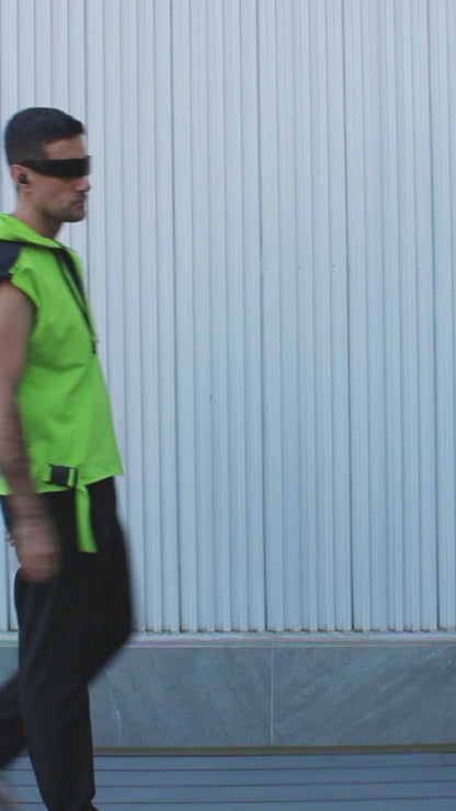 "SLEEVELESS" TUNIC HOODIE ( Green/Black )