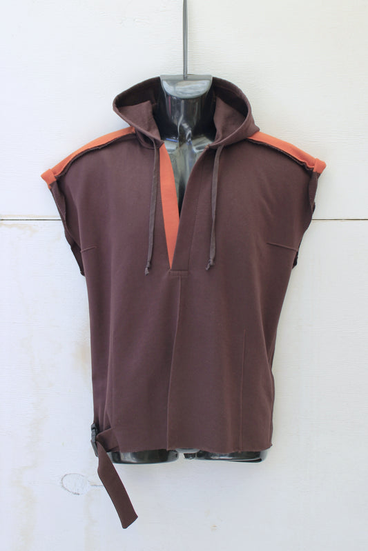 "SLEEVELESS" TUNIC HOODIE ( Choco/Terra )