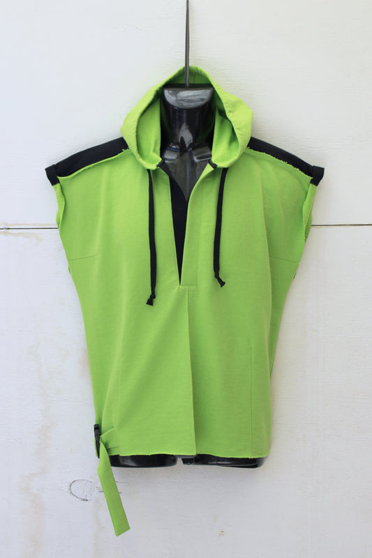 "SLEEVELESS" TUNIC HOODIE ( Green/Black )