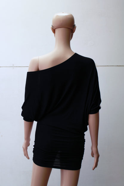 "DOUBLE TROUBLE" ASYMETRIC B&W MINIDRESS