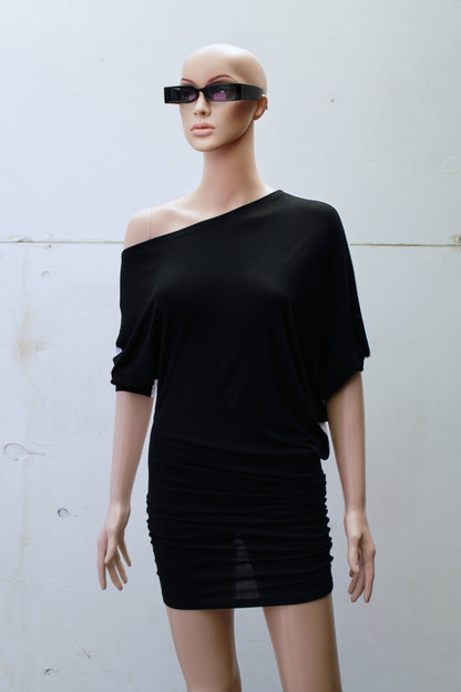 "DOUBLE TROUBLE" ASYMETRIC B&W MINIDRESS